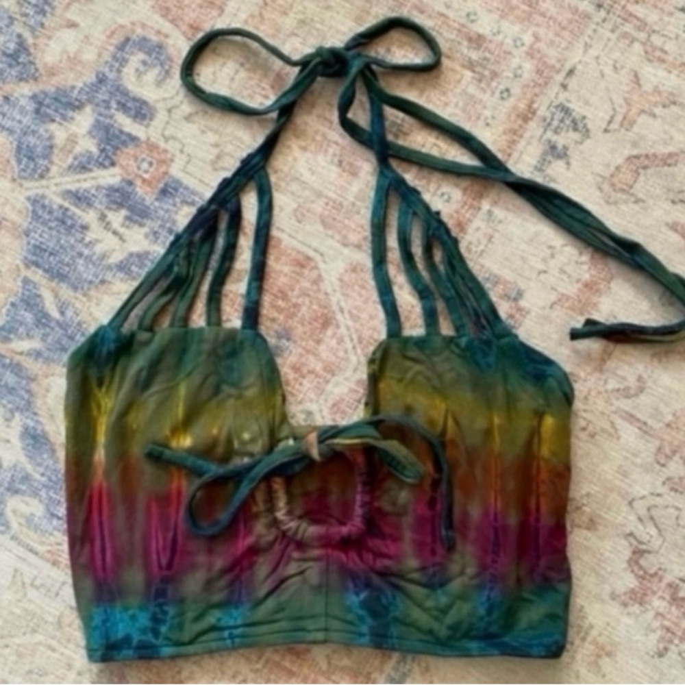 3/$18 Tie Dye Halter Bralette Top M/L